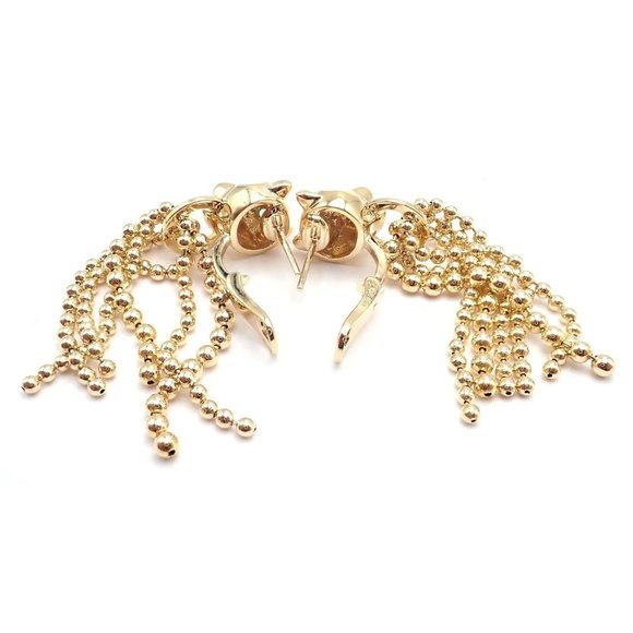 Authentic! Cartier Panther Panthere 18k Gold Diamond Tsavorite Onyx Earrings - Picture 9 of 12